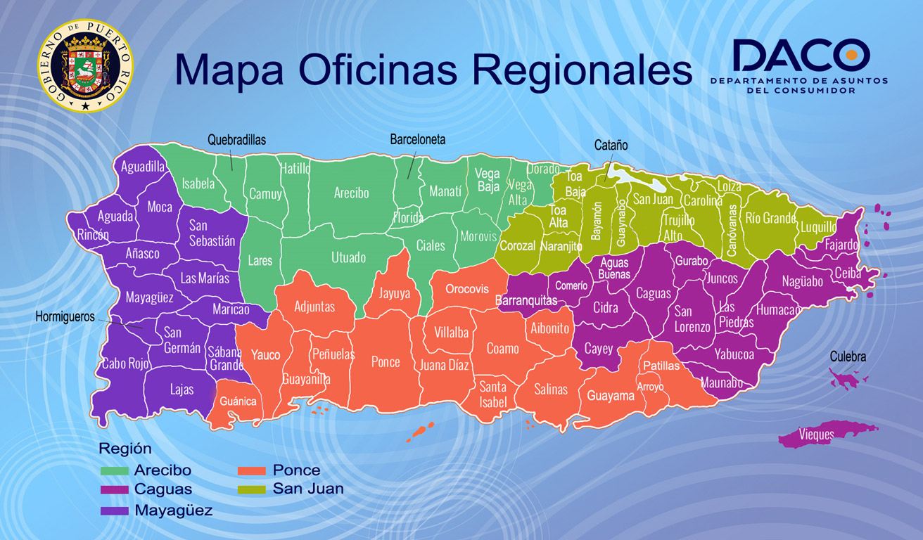 Mapa Oficinas Regionales DACO